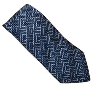 Giorgio Armani Men's Italian Silk Neck Tie Geometric Black Sliver W 3.75" L 60"